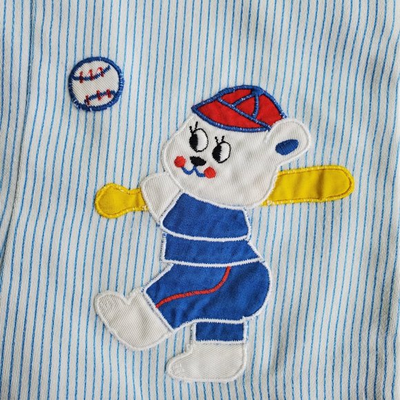 Vintage 70s 80s Baby Boy Lot Set of 5 TShirt Overalls Jumpsuit Blue 6/9 Months - Picture 8 of 16